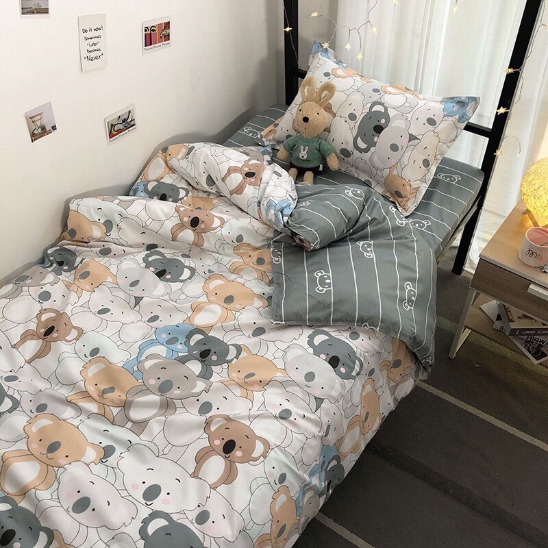 Bộ Ga Giường Chăn 5 Món (Hình Thật) Gấu Koala M2*2M-M4*2M- M6*2M-M8*2M