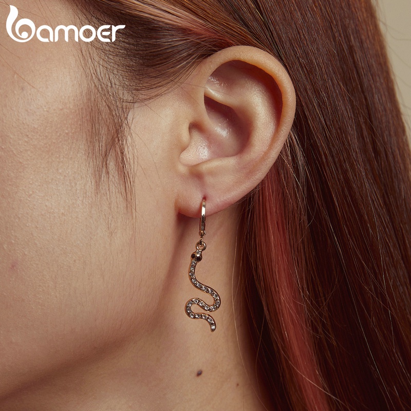 Bông tai Bamoer AIE076 hình rắn thời trang cá tính cho nữ