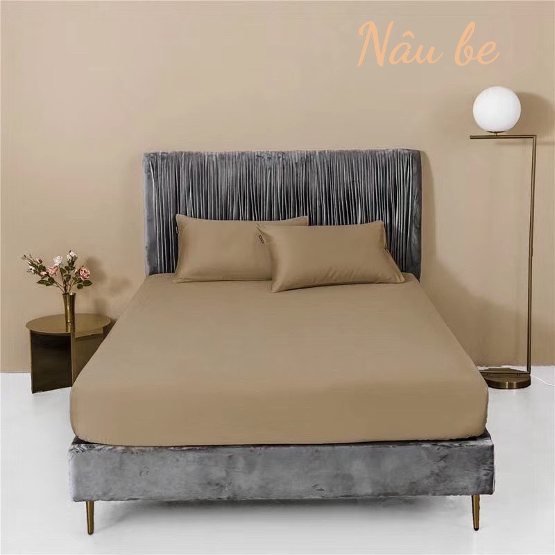 Ga giường và vỏ gối lụa màu trơn nhập khẩu cao cấp, ga giường lụa tencel mềm mịn mát lạnh, miễn phí bo chun
