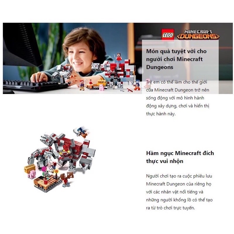 Xếp Hình Minecraft Trận Chiến Khổng Lồ Đá Đỏ 542 Mảnh