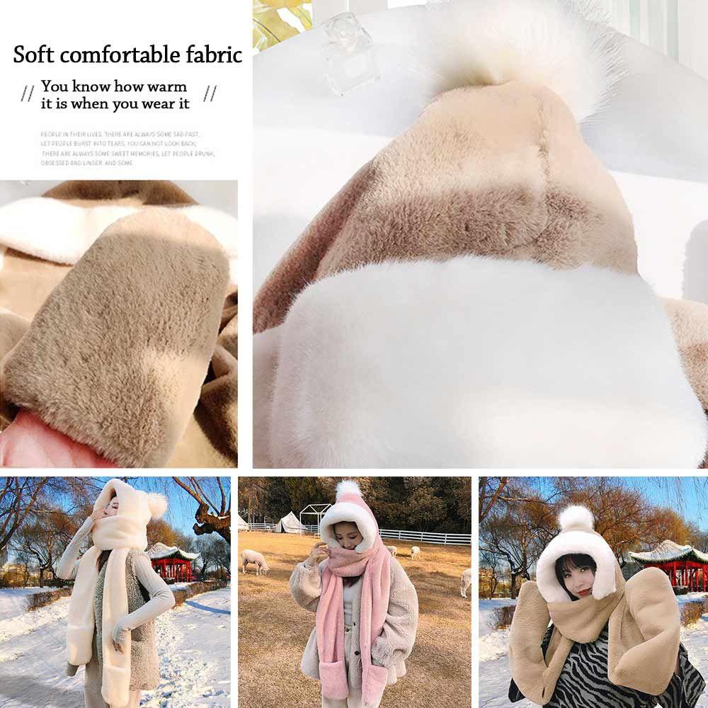 Mũ Trùm Đầu Kiêm Khăn Choàng Cổ Bằng Vải Bông Dày Hai Lớp Dễ Thương