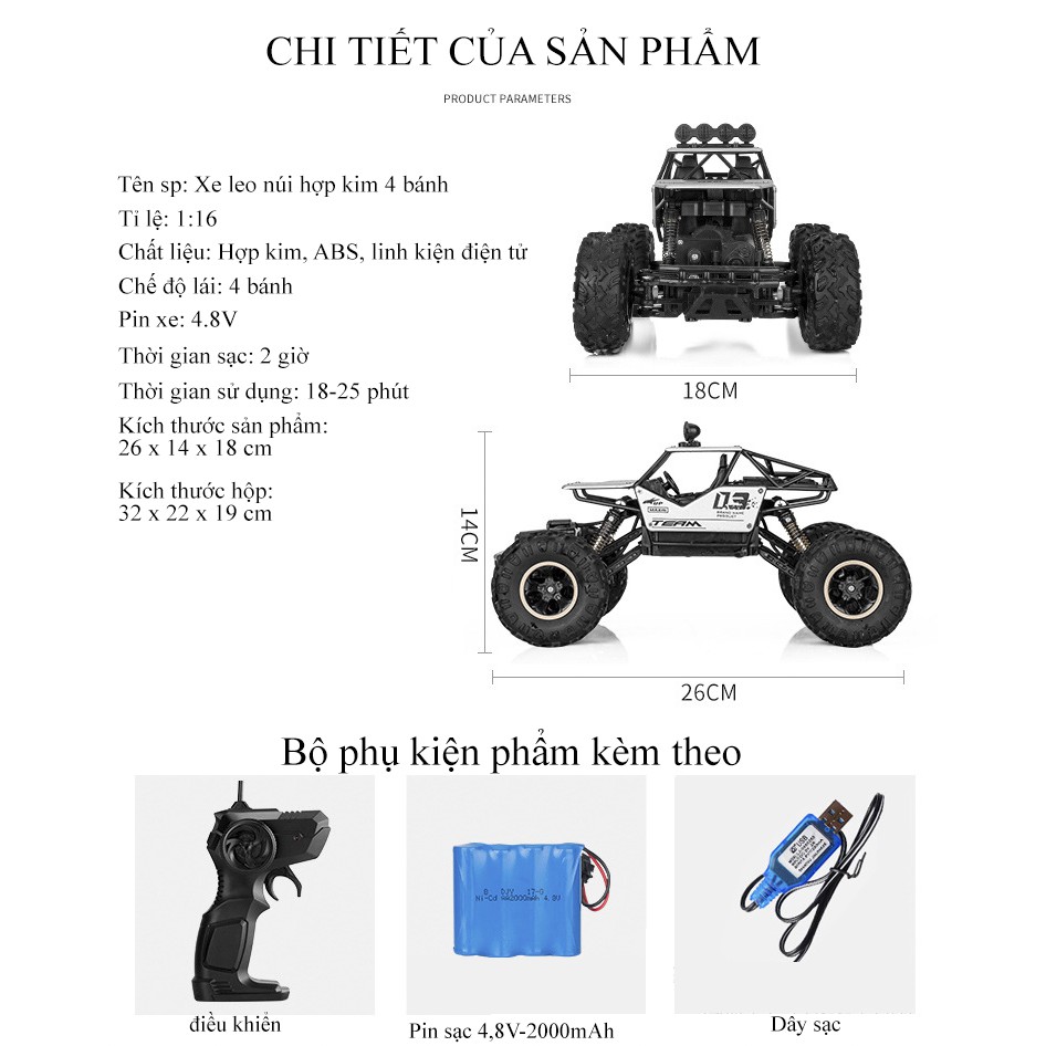 Đồ chơi xe ô tô điều khiển từ xa địa hình dành cho bé