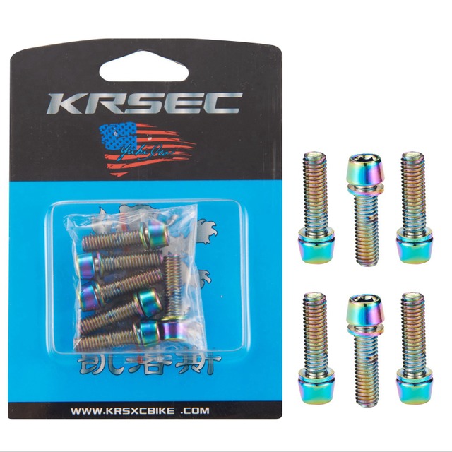 6pcs/set cycling tools M5 M6 Titanium Plating Bicycle Handlebar Stem Screws Skru Bolt Brake Fixed Ha