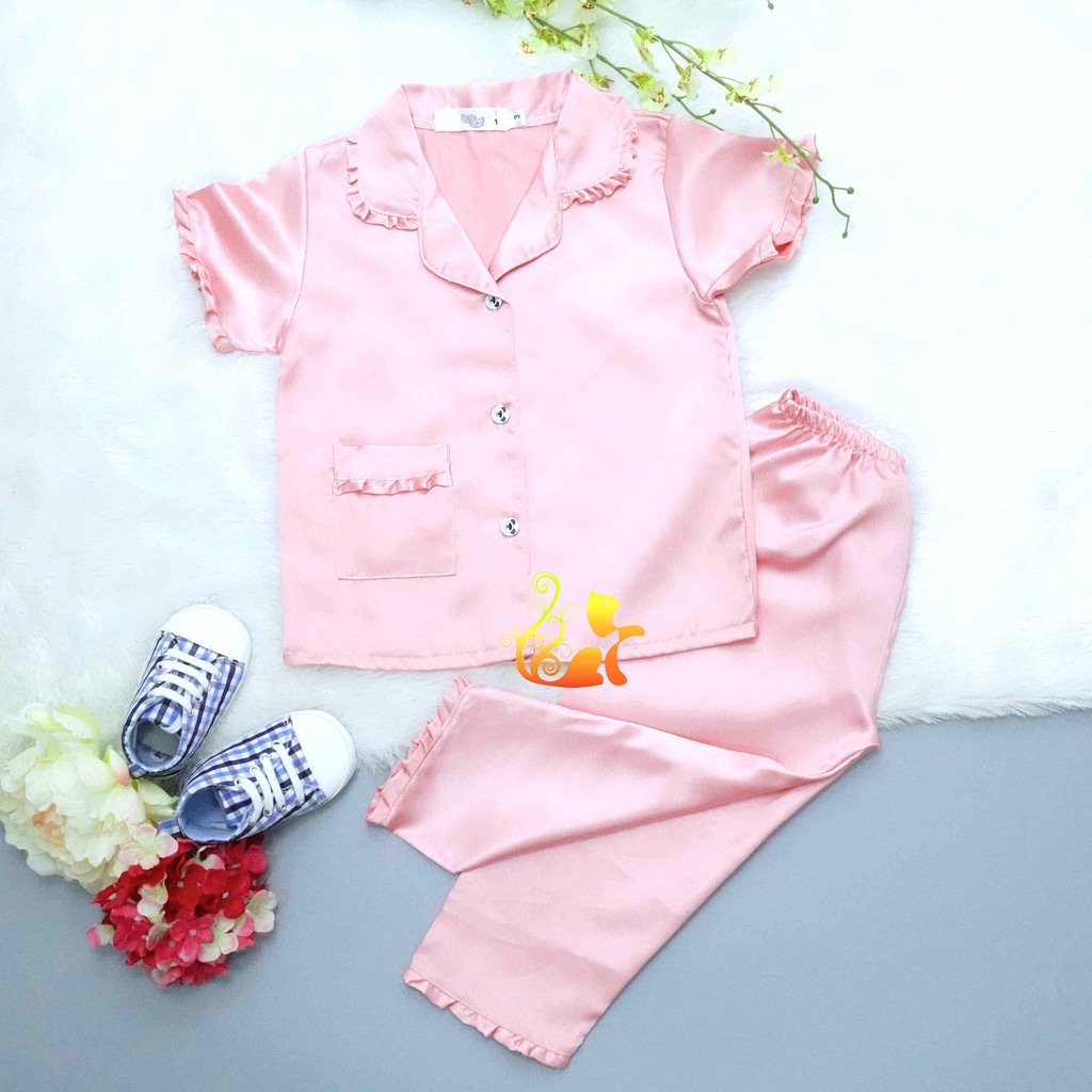 Đồ Bộ Pijama "Lụa Bèo" Quần Dài Cho Bé - Từ 12kg - 40kg