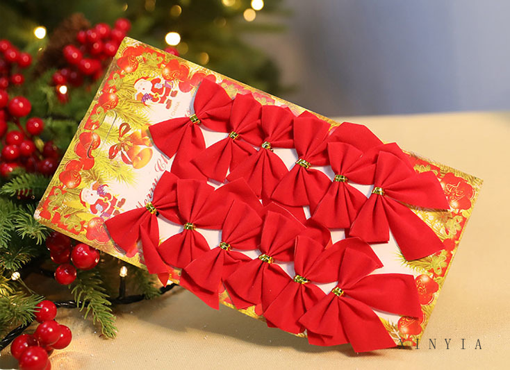 Bộ 12 nơ trang trí cây thông giáng sinh xinh xắn nhiều màu tùy chọn