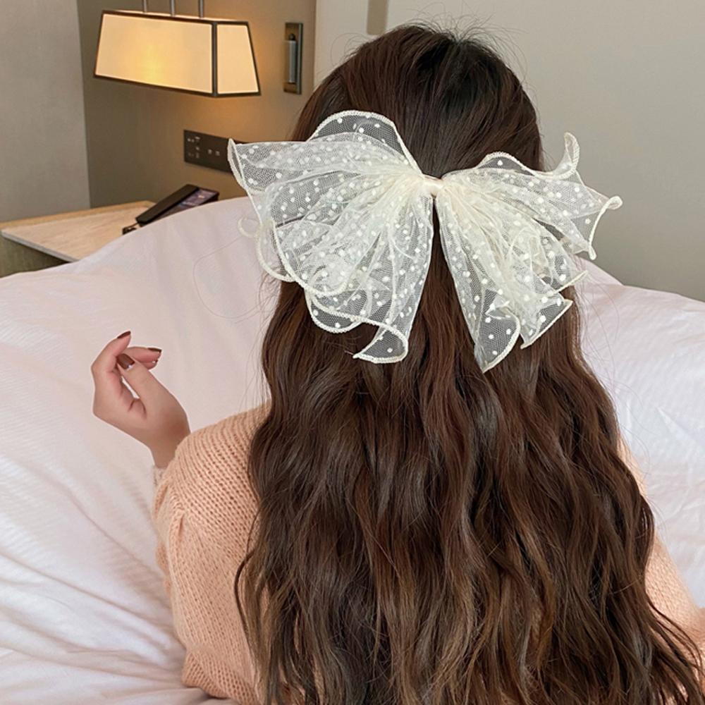 Kẹp Tóc Đuôi Ngựa Chấm Bi Lớn Thời Trang Cho Nữ Giá Đỡ