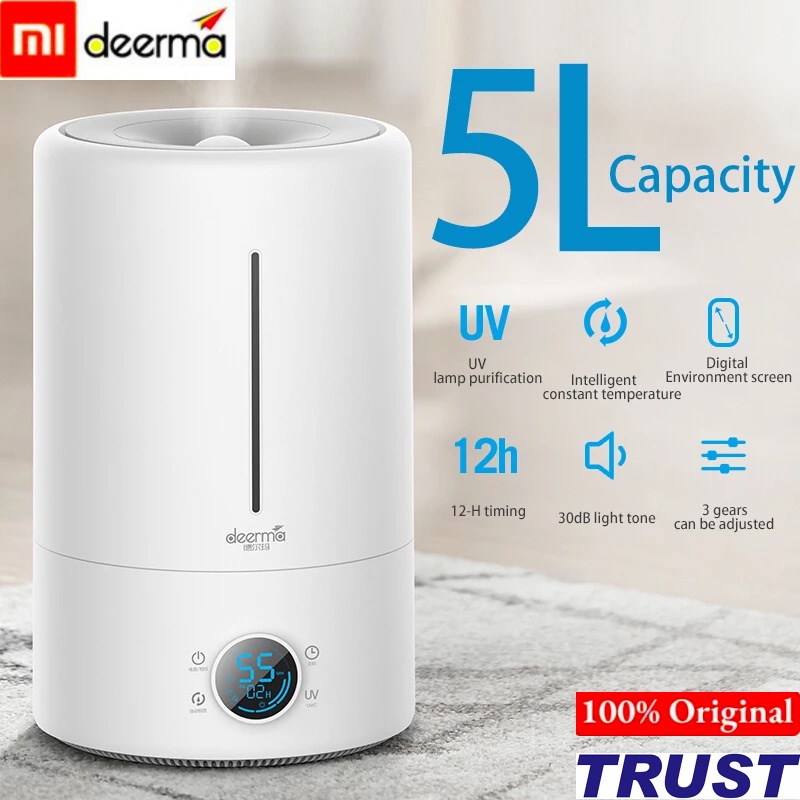 Máy phun sương tạo ẩm không khí thông minh Xiaomi Deerma F628, F628S dung tích 5L, đèn UV làm sạch nguồn nước