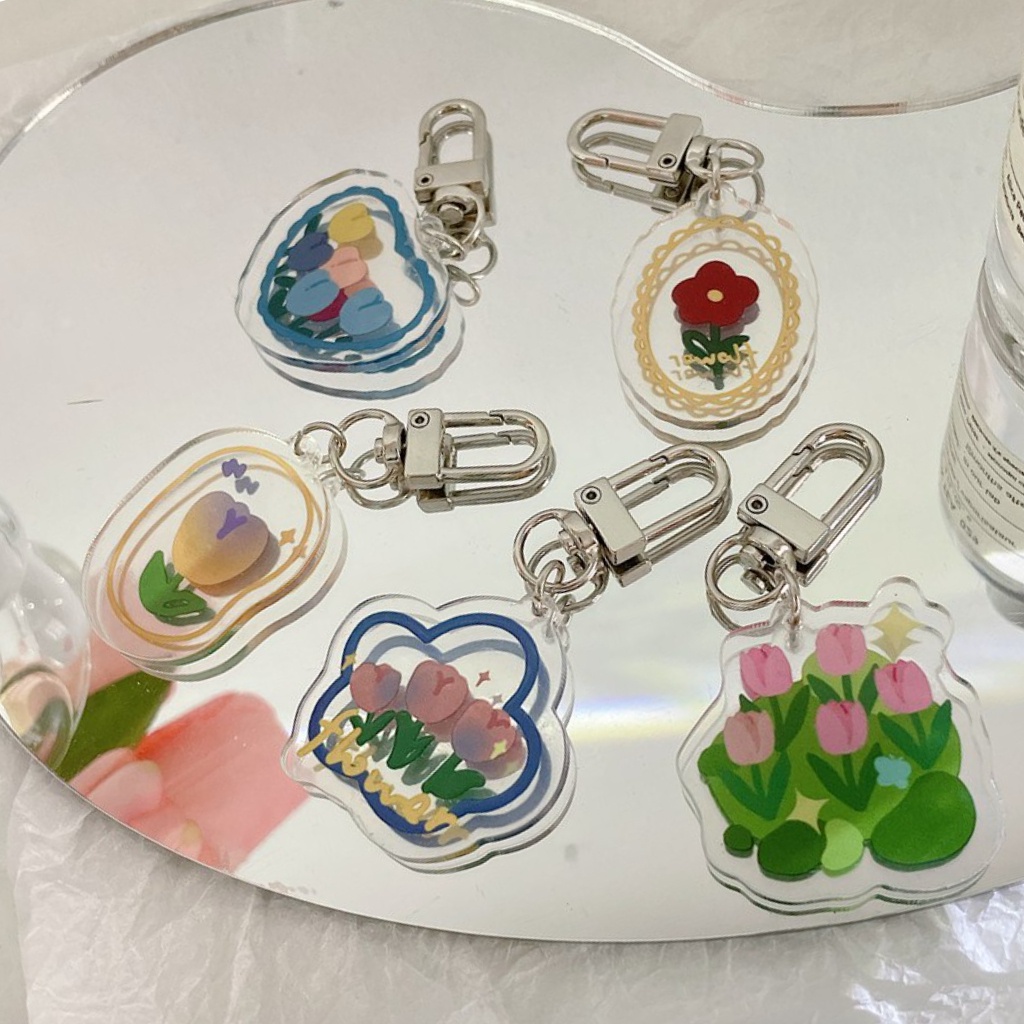 Vỏ Bọc Bảo Vệ Hộp Sạc Tai Nghe Airpods / Móc Khóa Hình Hoa Tulip Dễ Phối Đồ Thời Trang Mùa Hè Cho Nữ