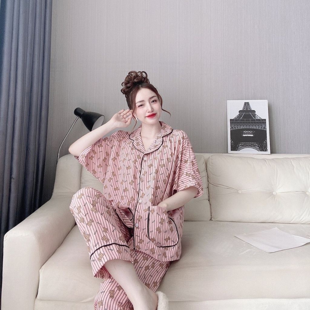 Đồ Ngủ Nữ Đồ Ngủ Pijama lụa cao cấp mềm mại xinh xắn&lt;63kg