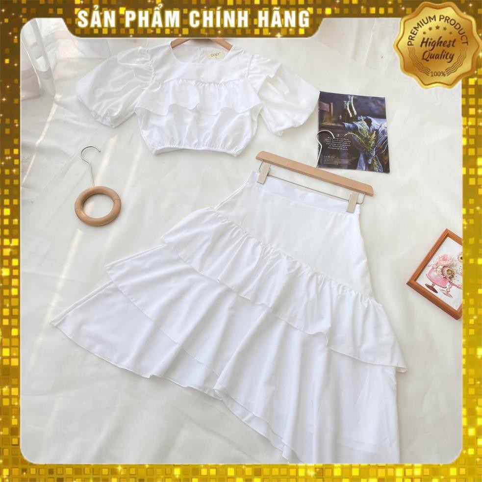 [MÃ XIA FREEHIP] SET ÁO TẦNG CHÂN VÁY XÉO - Chất liệu Kaki Cotton nhập khẩu - Hai màu Nâu tây/ Trắng - [THIẾT KẾ] | BigBuy360 - bigbuy360.vn