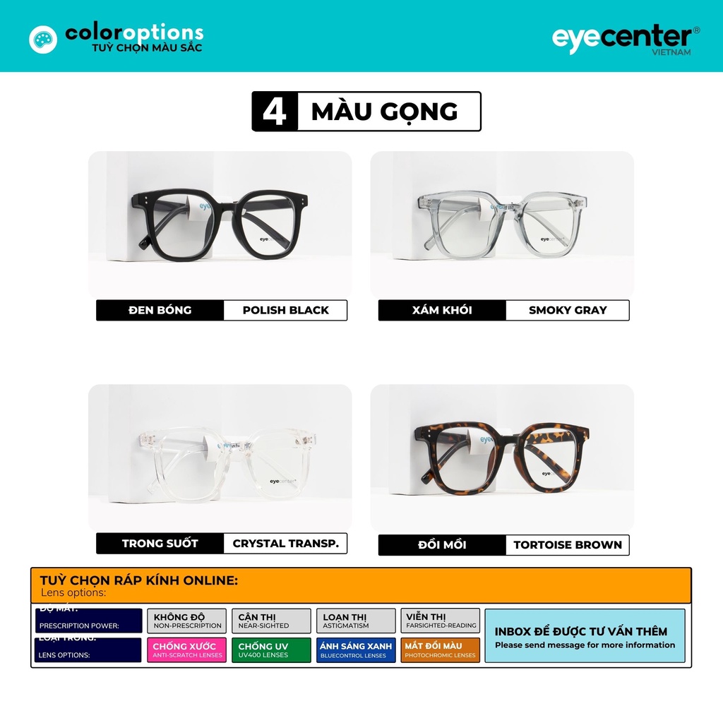 Gọng kính cận nam nữ K31S chính hãng EYECENTER nhựa siêu nhẹ nhập khẩu by Eye Center Vietnam