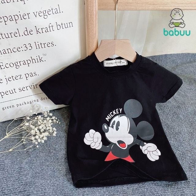 Áo Thun Minky Mom Bé Trai Bé Gái Vải Cotton 1,2,3,4,5,6 Tuổi-Áo Phông Đô Rê Mon,Vua Sư Tử,Chuột Mickey,Gấu Pooh,Sóc