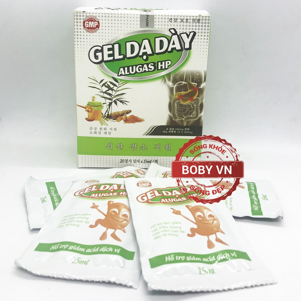 Gel Dạ Dày AlugasHp - Hỗ trợ giảm acid dịch vị (20 gói x 15ml/gói)