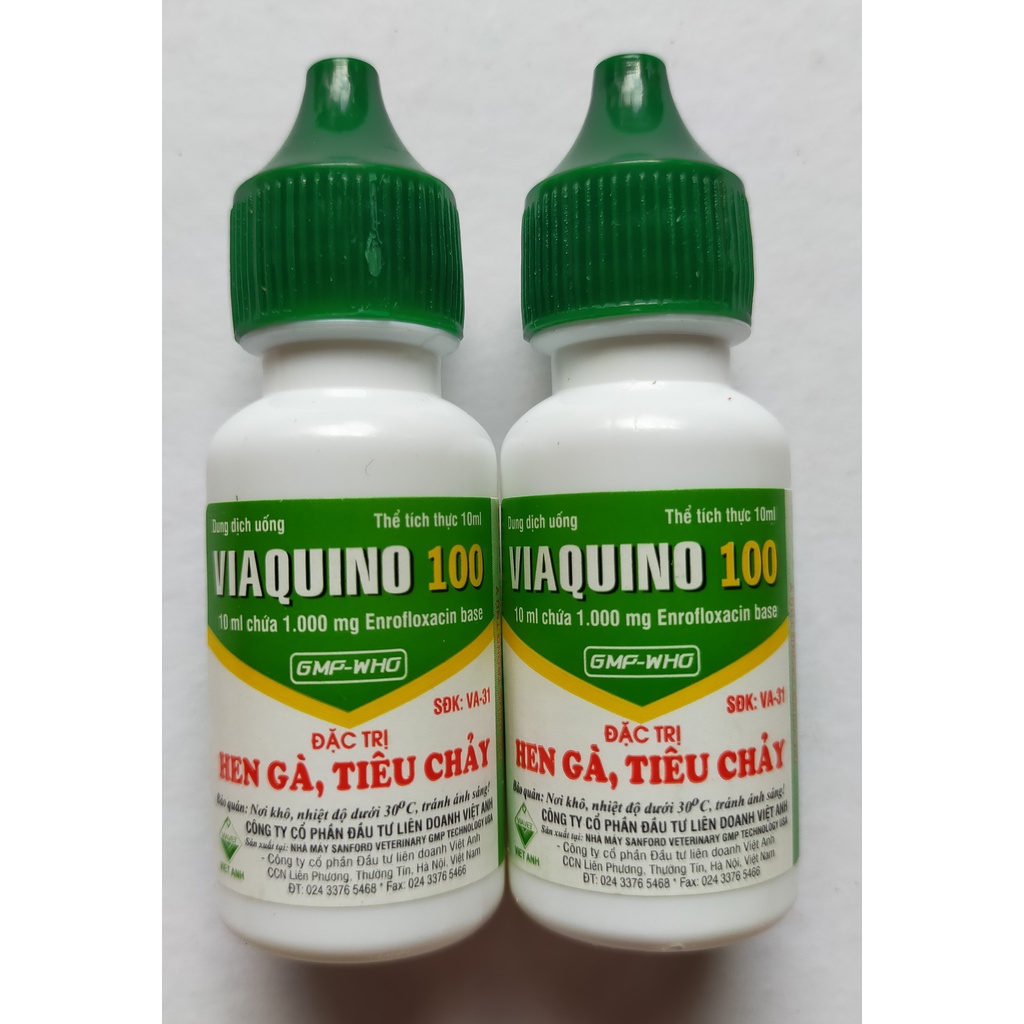 Hộp 10 lọ 10ml Viaquino 100 Chuyên dùng cho Gà Chọi,Gà Đá,Gà Cảnh,Chim Cảnh