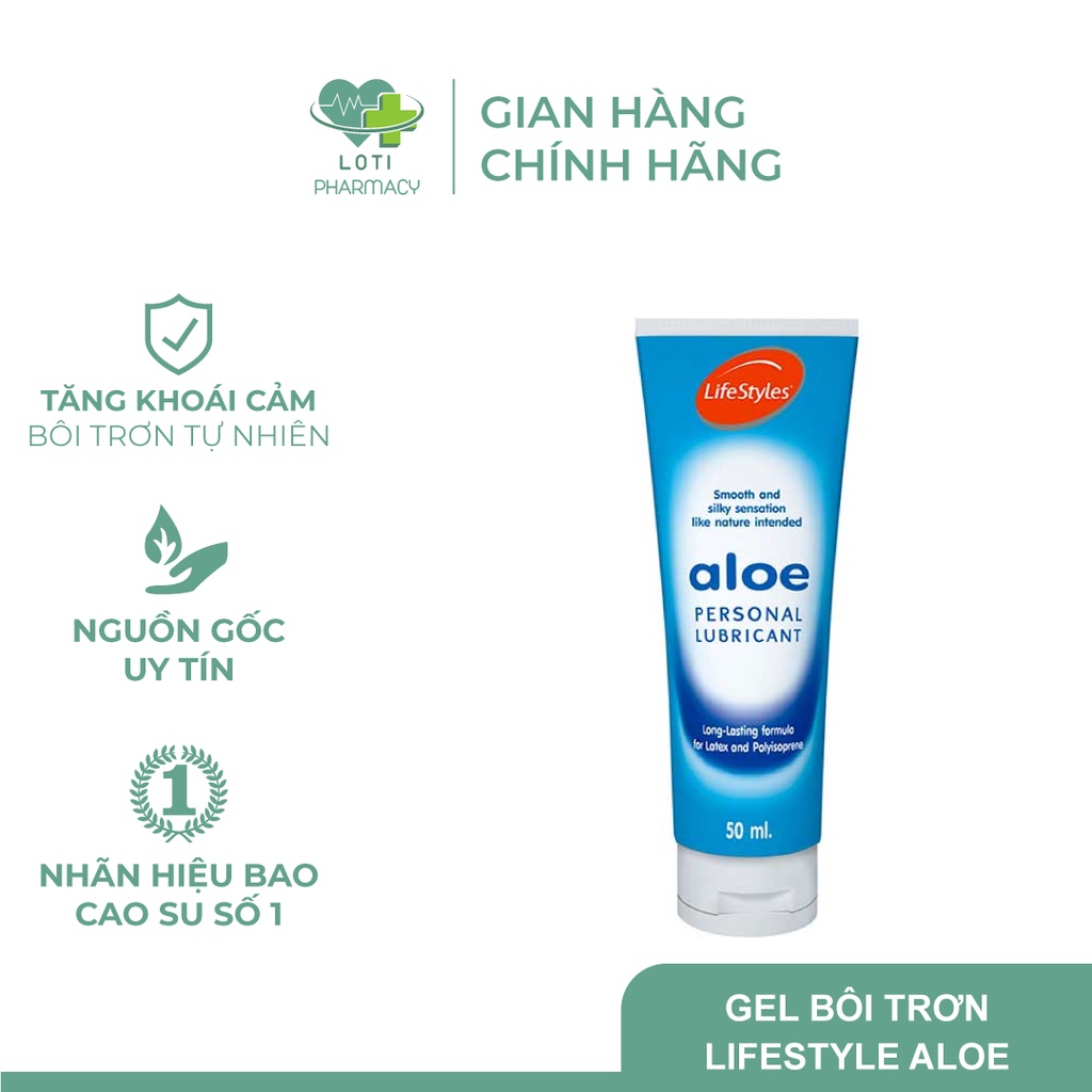Gel bôi trơn LIFESTYLES ALOE - Giúp cuộc yêu trở nên mặn mà và nồng nhiệt hơn, không chứa Paraben - Tuýp 50ml