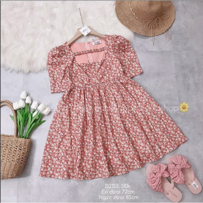 Váy hoa nhí đỏ dáng babydoll tay bồng xinh xắn | BigBuy360 - bigbuy360.vn