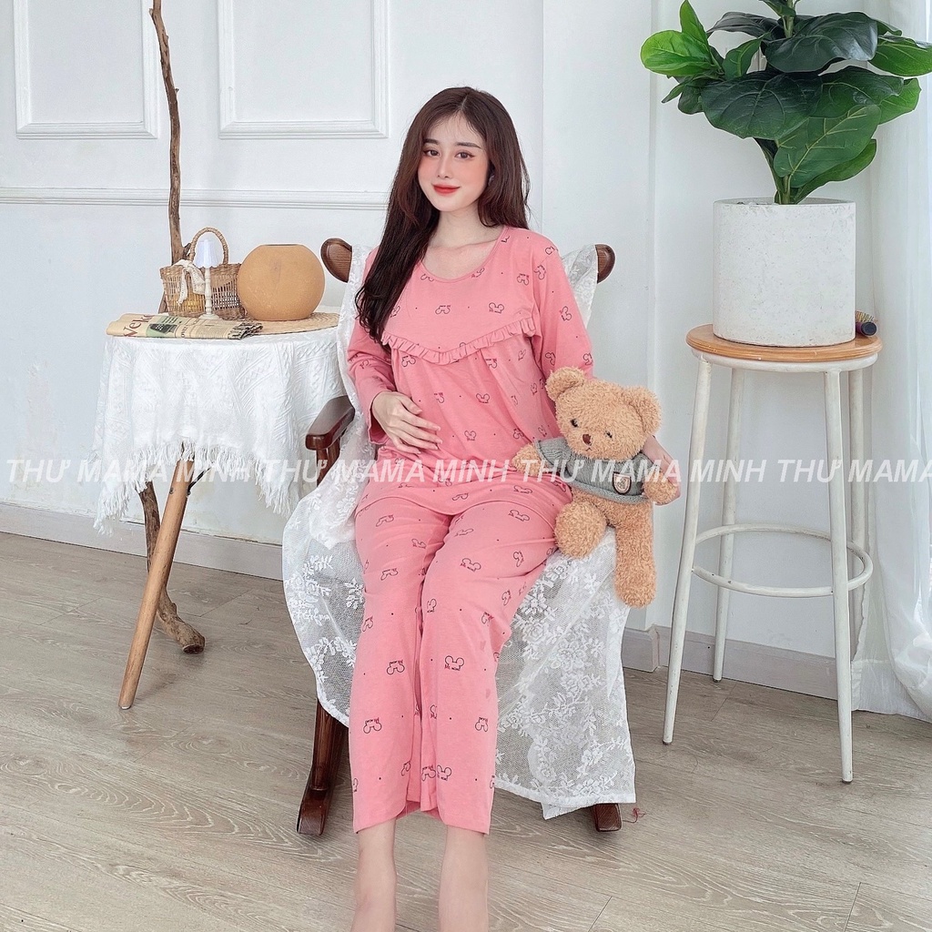 Bộ bầu - bộ sau sinh - chất liệu cotton - kiểu mới thời trang ( bèo đuôi tim - dài - QDTD - MS-011 )