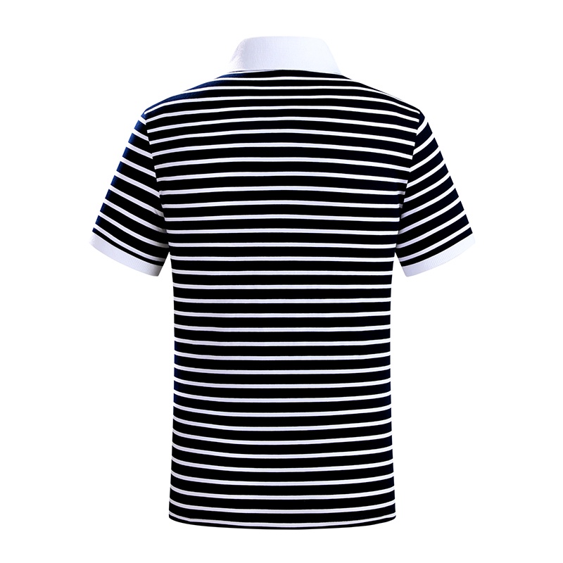 Áo polo cotton tay ngắn dáng rộng họa tiết kẻ sọc thời trang mùa hè mới cho nam