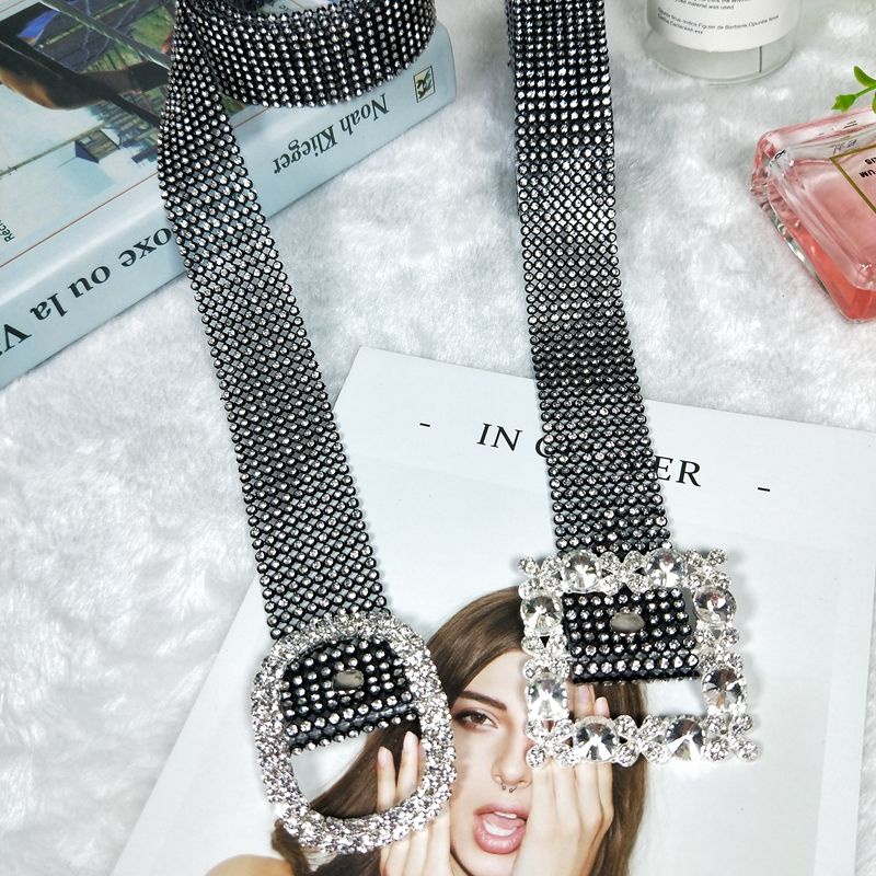 Thắt Lưng Đính Đá Kim Cương Lấp Lánh Đa Năng Thời Trang Kèm Chân Váy Jean Cho Nữ