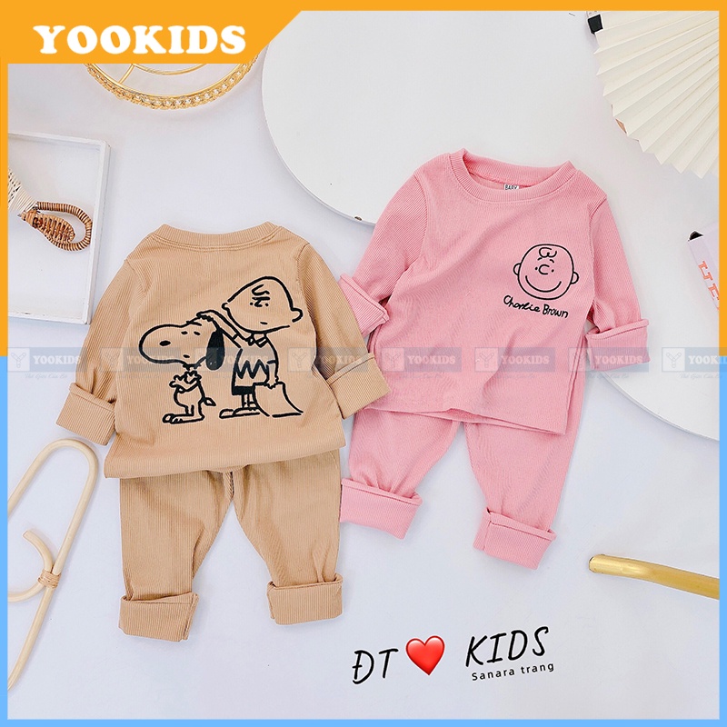 Quần áo thu đông cho bé YOOKIDS chât len tăm mềm loại 1, bộ dài tay cho bé trai bé gái 1 2 3 4 5 tuổi