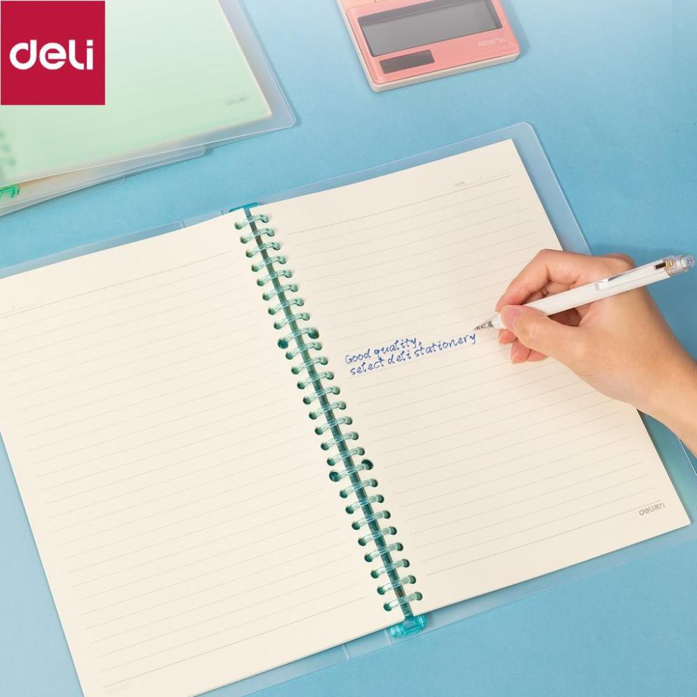 Sổ tay ghi chép B5 gáy lò xo 60 trang Deli - Xanh dương/Hồng/Vàng/Xanh lá - QHB560 [Deli]