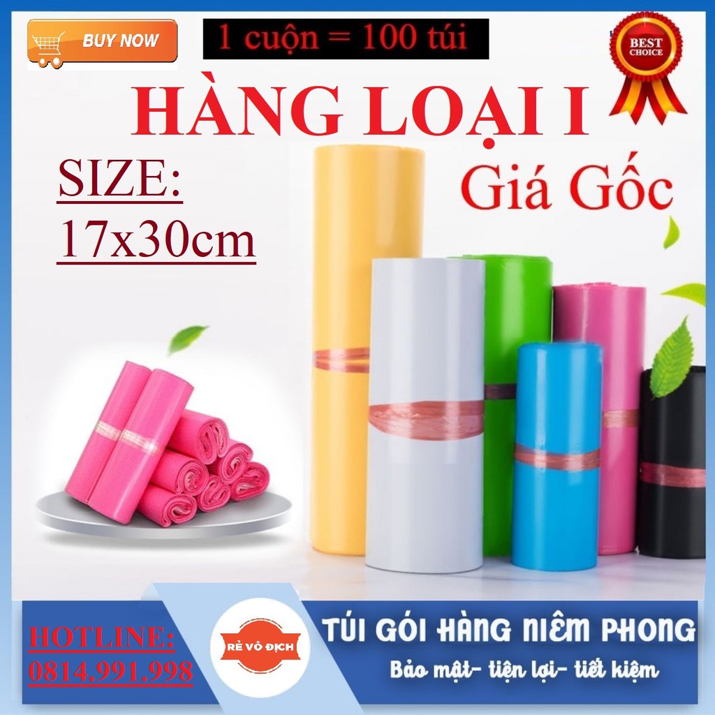 SIÊU TIẾT KIỆM | Túi Gói Hàng Túi Niêm Phong Tự Dính size 17x30cm Nhiều Màu Có Sẵn Lớp Dán Tiện Lợi