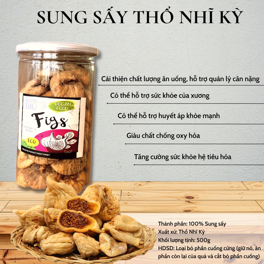 Sung dẻo không đường nhập khẩu Thổ Nhĩ Kỳ ăn kiêng, giảm cân, tập gym, thực dưỡng-PREMIUM FIGS TURKEY