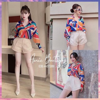 Set Sơ Mi Mix Quần Đùi Vải Thô Xin Xắn Ulzzang Tôn Dáng Sang Chảnh