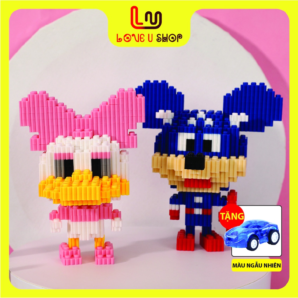 Mô hình lắp ráp 3D mini Siêu nhân Marvel, hoạt hình Disney, Gấu Stella, cậu bé bóng chày, kiem.