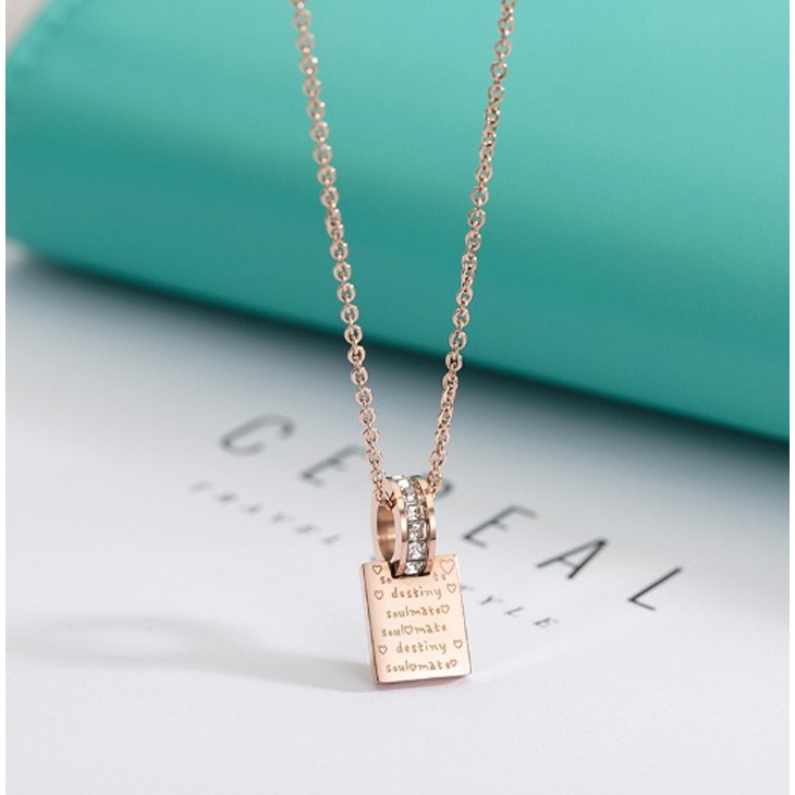 DÂY CHUYỀN TITAN VÒNG ĐÁ LỒNG THẺ HÌNH VUÔNG TN133 siêu đẹp, bền màu, chuẩn thời trang