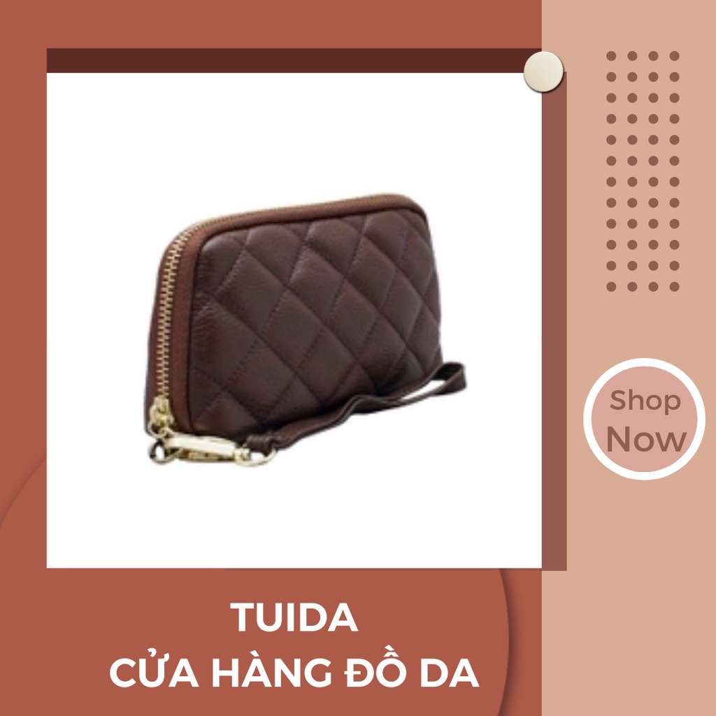 CLUTCH cầm tay da bò thật- màu vàng- TUIDA