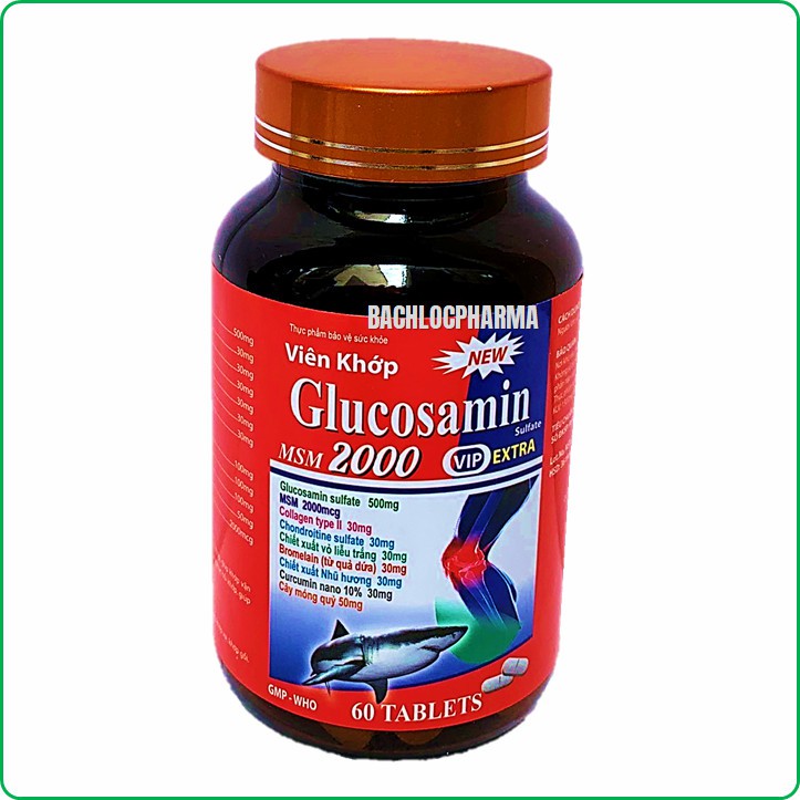 Viên Khớp Glucosamin MSM 2000 Giảm Thoái Hóa Khớp, Giảm Đau Viêm Khớp Tăng Cường Dịch Khớp, Giúp Khớp Cử Động Linh Hoạt