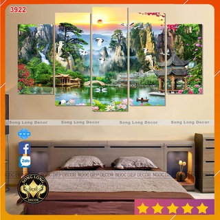 Tranh dán tường 3D sơn thủy hữu tình -3922- Tranh 3d phòng khách - Trang trí nhà cửa