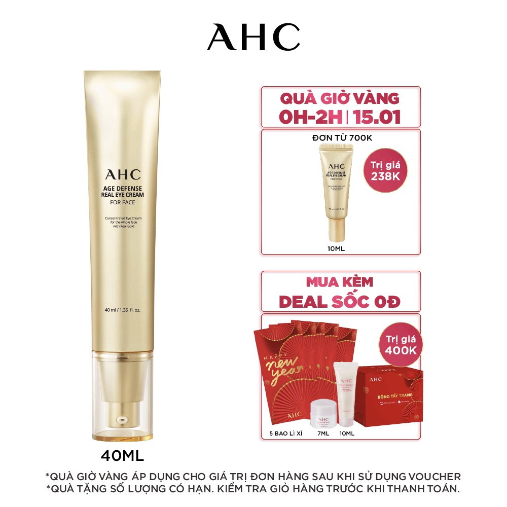 [Mã FMCGMALL -8% đơn 250k] Kem Mắt Chống Lão Hóa Cho Toàn Mặt AHC Age Defense Real Eye Cream For Face 40ml