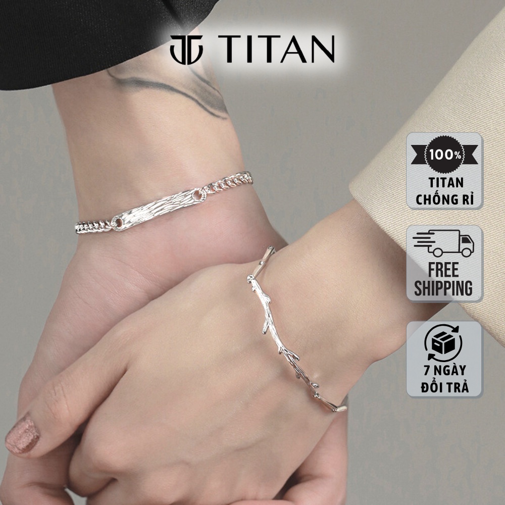 Vòng tay đôi nam nữ chuyện tình yêu cây liễu, lắc tay cặp đôi tình nhân quà tặng couple màu bạc 925 unisex Titan Shop