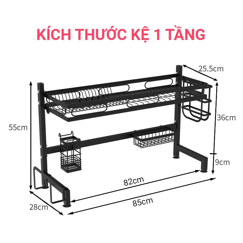 [𝐅𝐫𝐞𝐞𝐬𝐡𝐢𝐩] Kệ Úp Chén Bát VANDO Đa Năng 2 Tầng Giá bát Cao Cấp Tặng Kèm Giá Để Dao Thớt