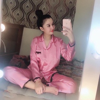 Đồ bộ pijama lụa ren -tay dài quần dài