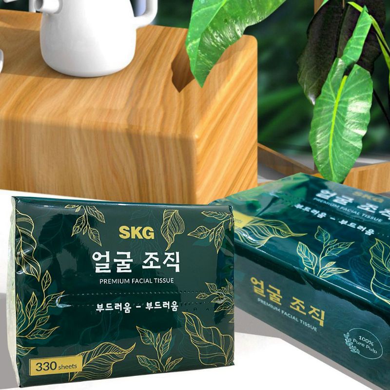 Giấy ăn trà xanh SKG Hàn Quốc túi 330 cái siêu dai không tẩy trăng