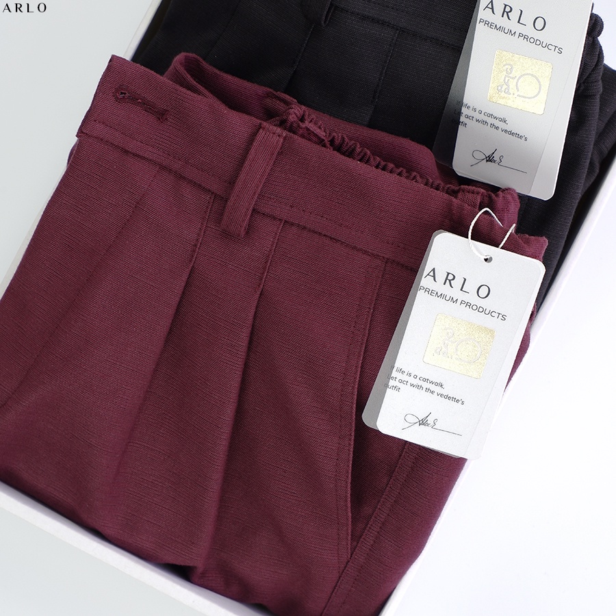 Quần Short Kaki BERNICE Lưng Thun Chất Liệu Kaki Cao Cấp Co Dãn Màu Đỏ Đô - ARLO