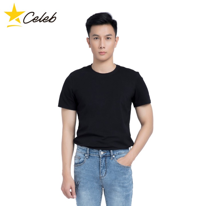 Áo Thun Nam Đen Trơn Cotton Ngắn Tay CELEB