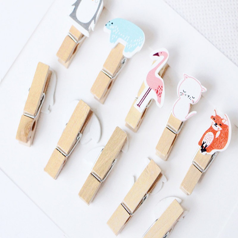 Kẹp gỗ kẹp ảnh mini hình con vật dễ thương thương ngộ nghĩnh - phụ kiện Handmade