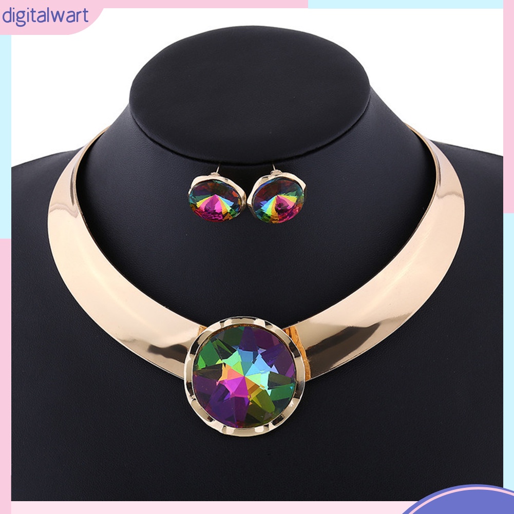 Bộ Dây Chuyền + Bông Tai Đính Đá Zircon Thời Trang Cho Nữ