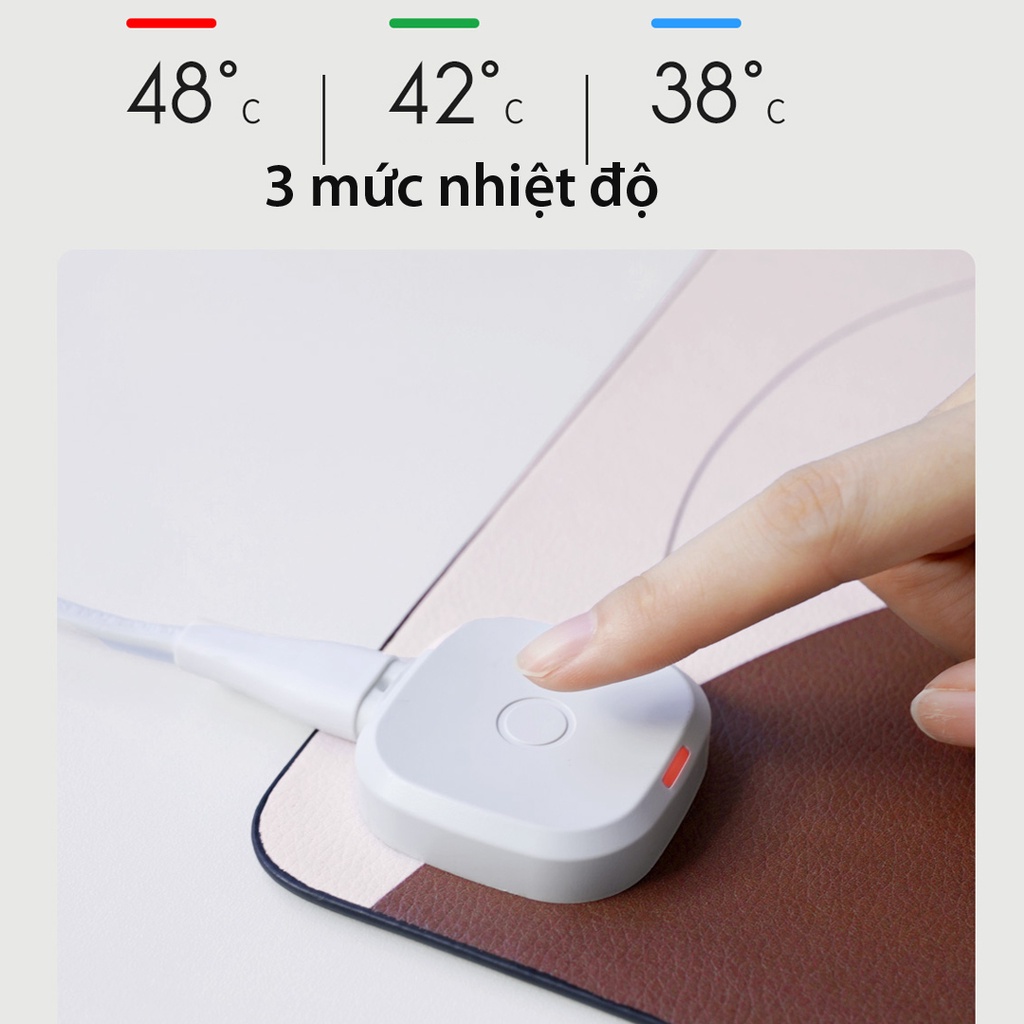 Lót chuột khổ lớn sưởi ấm Xiaomi Sothing. Bàn di chuột kích thước 330x800, 3 mức nhiệt.