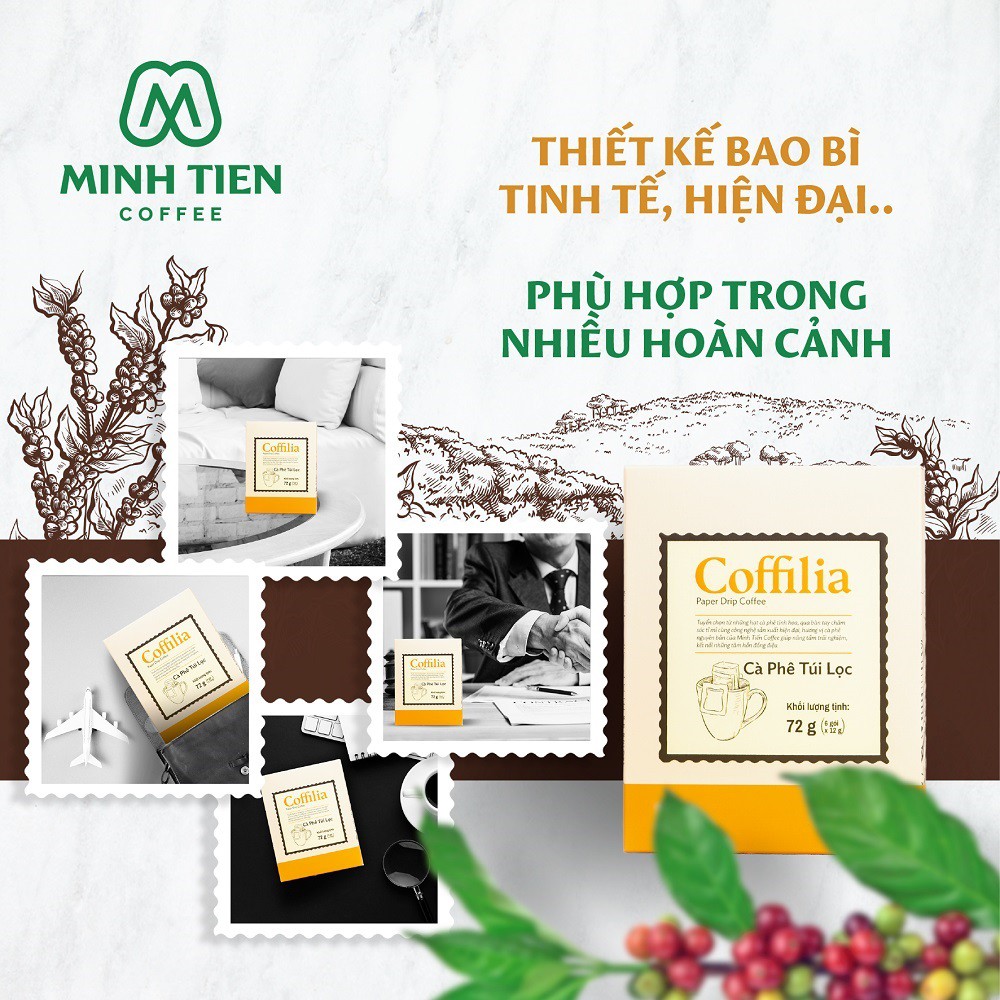 [MUA 2 TẶNG 1]Cà phê túi lọc nguyên chất phin giấy Coffilia 72g (6 gói x 12g) | BigBuy360 - bigbuy360.vn