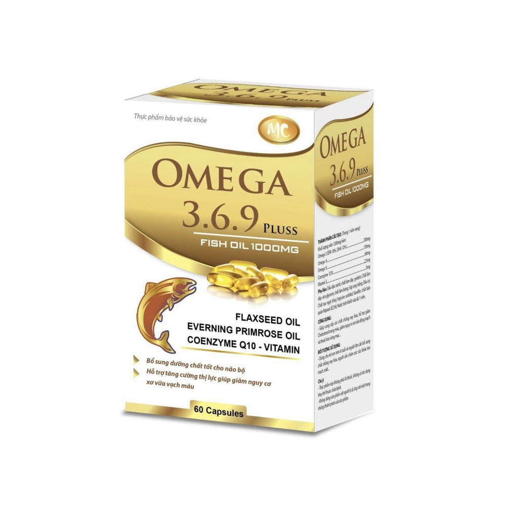 Viên dầu cá O.me.ga 3.6.9 Pluss Fish oil bổ não, sáng mắt, khỏe mạnh tim mạch - 60 viên