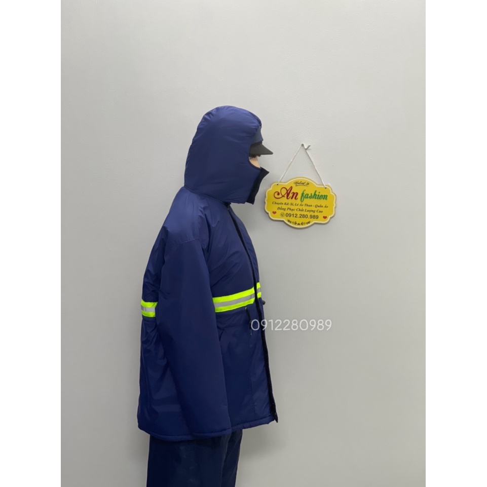 Đồ bảo hộ dùng trong kho đông lạnh -25 độ có gắn phản quang mặc siêu ấm_ Hình chụp thật