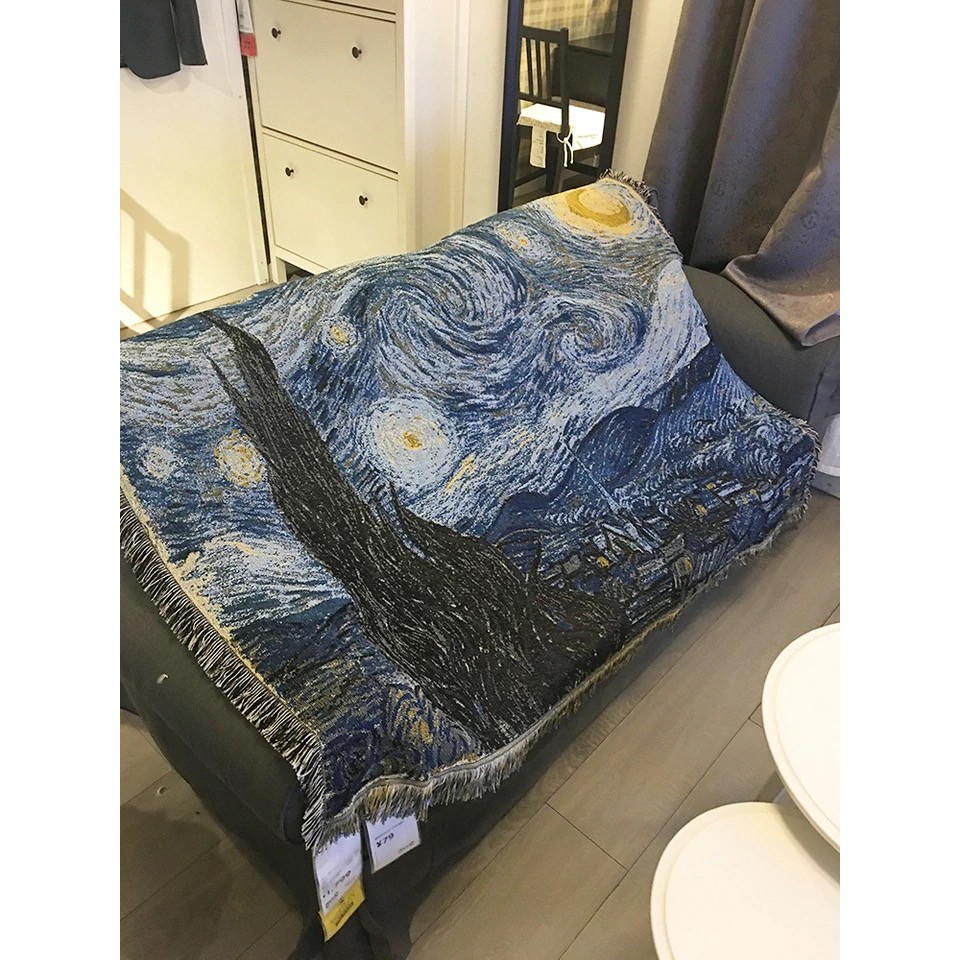 [RẺ-SẴN]Thảm tranh treo tường đêm đầy sao Starry Night của Vangogh-Wall Tapestry 1m3x1m5