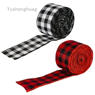 Cuộn Dây Ruy Băng Sọc Ca Rô Đen Đỏ Trang Trí Giáng Sinh Dài 2m