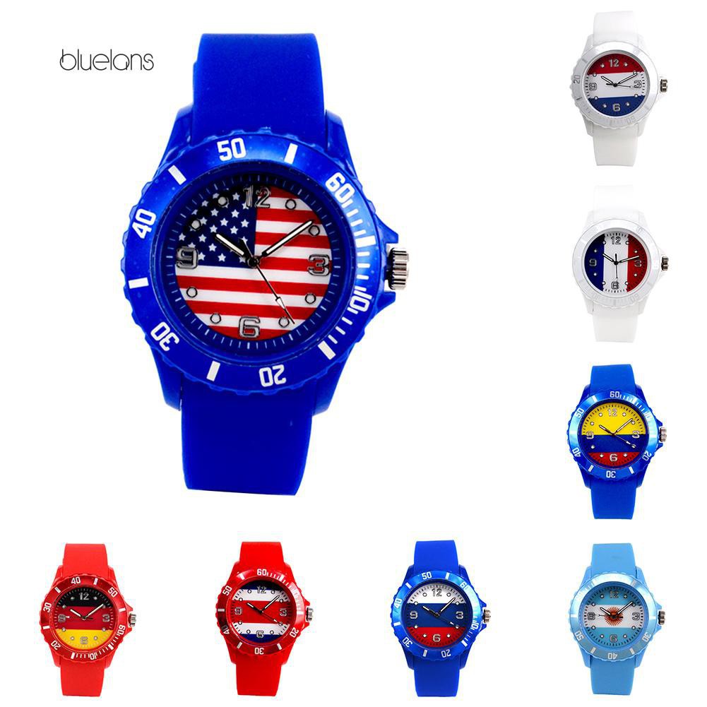 Đồng hồ dây Silicon hình lá cờ độc đáo