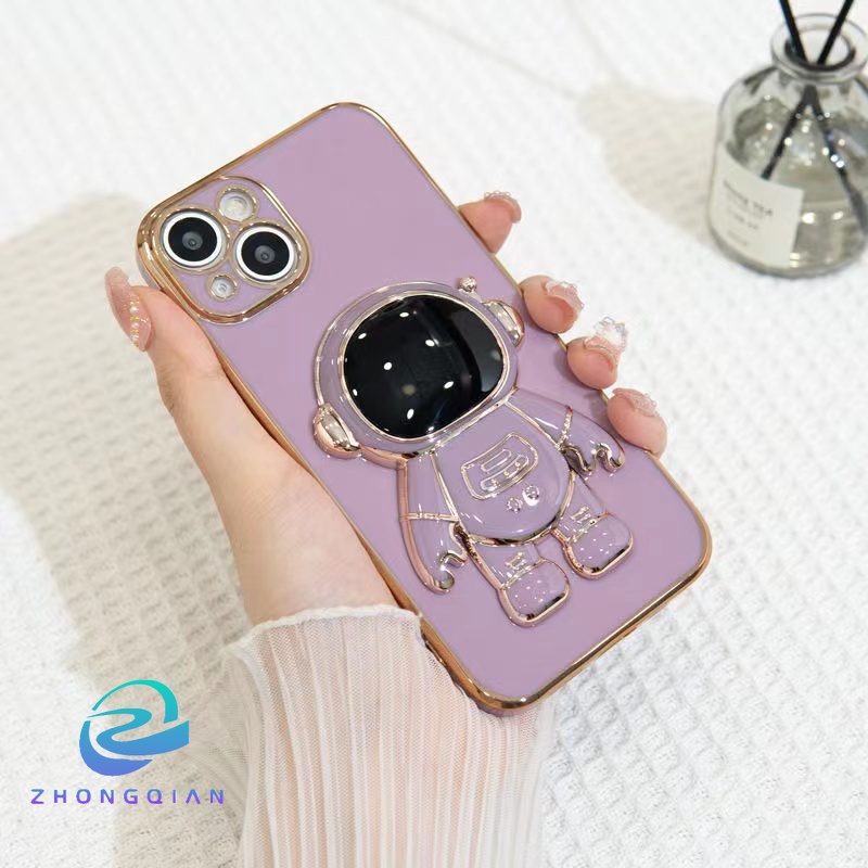 Ốp Điện Thoại Dẻo Mạ Màu Chống Sốc Hình Phi Hành Gia Sang Trọng Cho iPhone 13 12 Mini 11 Pro XS Max X XR